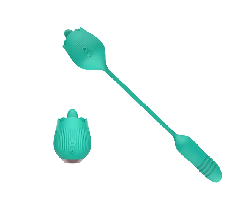 Flicker Rose and Thrusting Vibrator2-in-1
