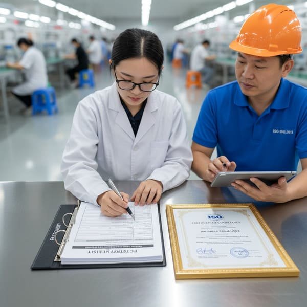 A factory audit checklist and a certificate of compliance