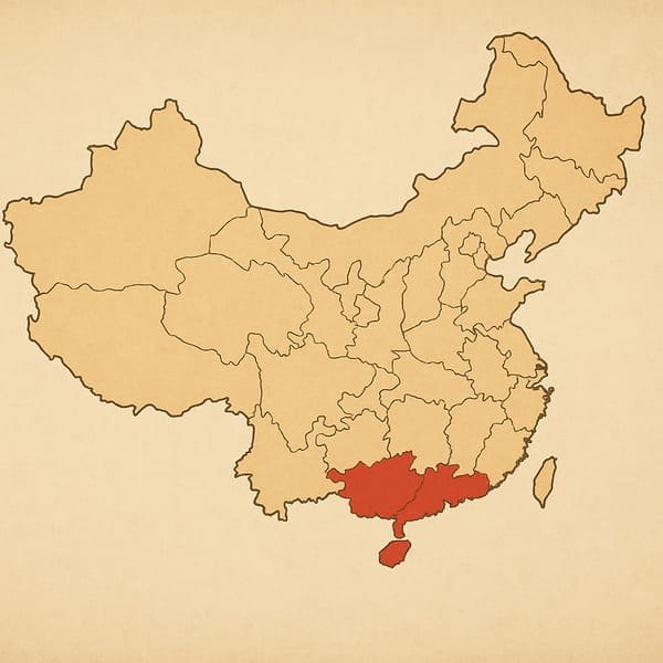 A map of China highlighting the Pearl River Delta manufacturing region